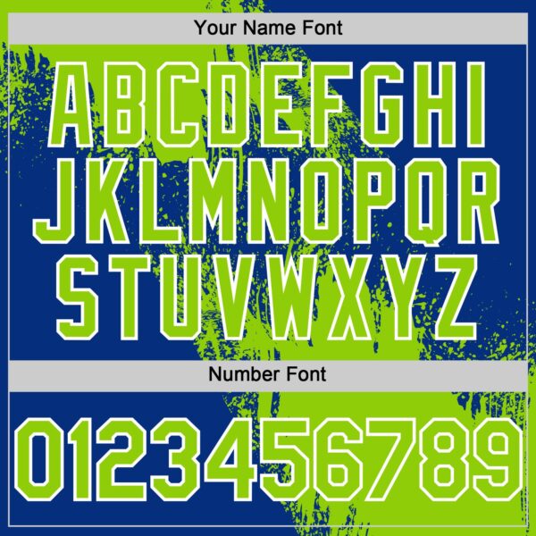 Custom Neon Green Royal-White 3D Pattern Design Abstract Brush Stroke Authentic Baseball Jersey