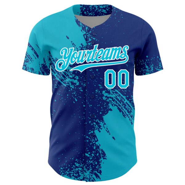 Custom Lakes Blue Royal-White 3D Pattern Design Abstract Brush Stroke Authentic Baseball Jersey