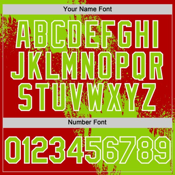 Custom Neon Green Red-White 3D Pattern Design Abstract Brush Stroke Authentic Baseball Jersey