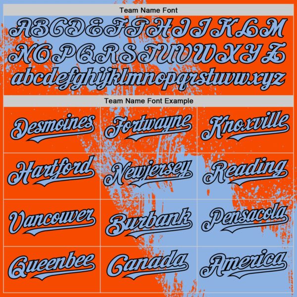 Custom Light Blue Orange-Black 3D Pattern Design Abstract Brush Stroke Authentic Baseball Jersey