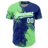 Custom Pea Green Royal-White 3D Pattern Design Abstract Brush Stroke Authentic Baseball Jersey