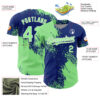 Custom Pea Green Royal-White 3D Pattern Design Abstract Brush Stroke Authentic Baseball Jersey