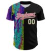 Custom Black Pea Green-Pink 3D Pattern Design Rave Psychedelic Neon Fluid Art Authentic Baseball Jersey