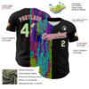 Custom Black Pea Green-Pink 3D Pattern Design Rave Psychedelic Neon Fluid Art Authentic Baseball Jersey
