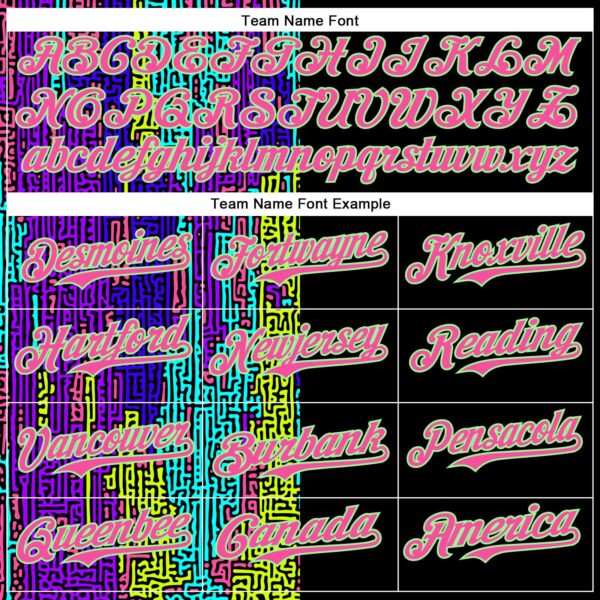 Custom Black Pea Green-Pink 3D Pattern Design Rave Psychedelic Neon Fluid Art Authentic Baseball Jersey