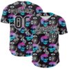 Custom Black White 3D Pattern Design Rave Psychedelic Skull Authentic Baseball Jersey