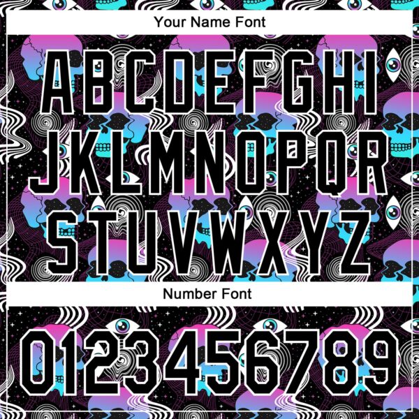 Custom Black White 3D Pattern Design Rave Psychedelic Skull Authentic Baseball Jersey