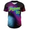 Custom Black Neon Green-Electric Blue 3D Pattern Design Rave Psychedelic Neon Dinosaur Authentic Baseball Jersey