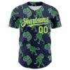 Custom Navy Neon Yellow-Electric Blue 3D Pattern Design Rave Psychedelic Neon Dinosaur Authentic Baseball Jersey