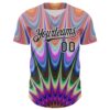 Custom Orange Black-White 3D Pattern Design Rave Psychedelic Fractal Style Authentic Baseball Jersey