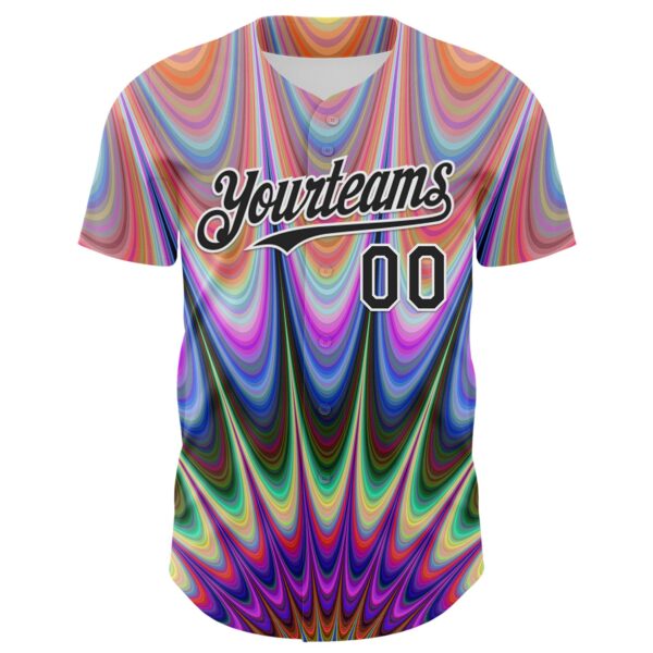 Custom Orange Black-White 3D Pattern Design Rave Psychedelic Fractal Style Authentic Baseball Jersey