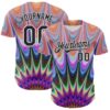 Custom Orange Black-White 3D Pattern Design Rave Psychedelic Fractal Style Authentic Baseball Jersey