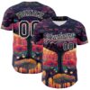 Custom Black White 3D Pattern Design Rave Psychedelic Forest Authentic Baseball Jersey