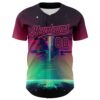 Custom Black Hot Pink 3D Pattern Design Rave Psychedelic Universe Authentic Baseball Jersey