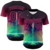 Custom Black Hot Pink 3D Pattern Design Rave Psychedelic Universe Authentic Baseball Jersey