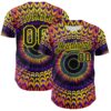 Custom Black Light Yellow 3D Pattern Design Rave Psychedelic Fractal Style Authentic Baseball Jersey
