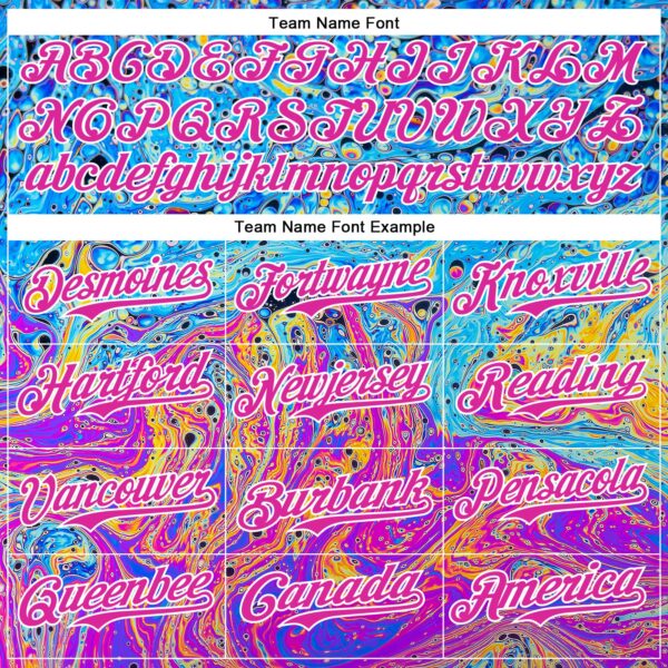 Custom Electric Blue Deep Pink-White 3D Pattern Design Rave Psychedelic Fluid Art Authentic Baseball Jersey