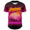 Custom Purple Orange-Light Yellow 3D Pattern Design Rave Psychedelic Futuristic Music Authentic Baseball Jersey