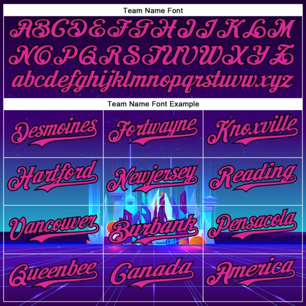 Custom Navy Deep Pink-Black 3D Pattern Design Rave Psychedelic Futuristic City Authentic Baseball Jersey