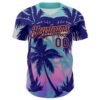 Custom Dark Purple Bay Orange 3D Pattern Design Rave Psychedelic Tropical Palm Tree Authentic Baseball Jersey