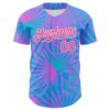 Custom Electric Blue Pink-White 3D Pattern Design Rave Psychedelic Tropical Palm Leaves Authentic Baseball Jersey