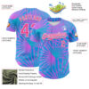 Custom Electric Blue Pink-White 3D Pattern Design Rave Psychedelic Tropical Palm Leaves Authentic Baseball Jersey