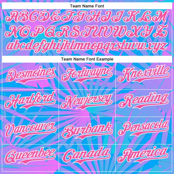 Custom Electric Blue Pink-White 3D Pattern Design Rave Psychedelic Tropical Palm Leaves Authentic Baseball Jersey