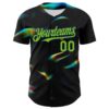 Custom Black Neon Green-Royal 3D Pattern Design Rave Psychedelic Holographic Vaporwave Style Authentic Baseball Jersey
