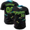 Custom Black Neon Green-Royal 3D Pattern Design Rave Psychedelic Holographic Vaporwave Style Authentic Baseball Jersey