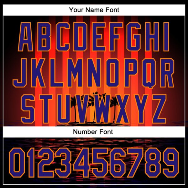 Custom Black Dark Purple-Bay Orange 3D Pattern Design Rave Psychedelic Tropical Palm Tree Authentic Baseball Jersey