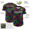 Custom Black White 3D Pattern Design Rave Psychedelic Neon Cartoon Cat Authentic Baseball Jersey
