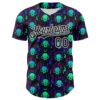 Custom Black White 3D Pattern Design Rave Psychedelic Neon Cat Skull Authentic Baseball Jersey