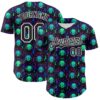 Custom Black White 3D Pattern Design Rave Psychedelic Neon Cat Skull Authentic Baseball Jersey