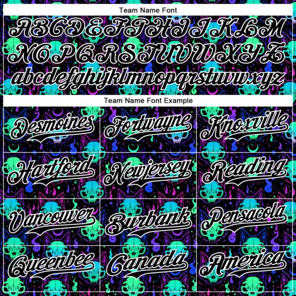 Custom Black White 3D Pattern Design Rave Psychedelic Neon Cat Skull Authentic Baseball Jersey