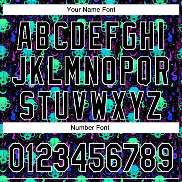 Custom Black White 3D Pattern Design Rave Psychedelic Neon Cat Skull Authentic Baseball Jersey