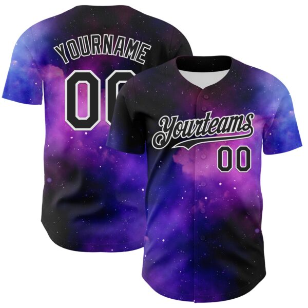 Custom Black White 3D Pattern Design Rave Psychedelic Space Galaxy Star Authentic Baseball Jersey