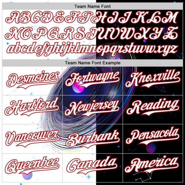 Custom Black White-Red 3D Pattern Design Space Galaxy Star Authentic Baseball Jersey