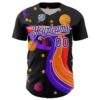 Custom Black Purple-White 3D Pattern Design Space Galaxy Star Authentic Baseball Jersey