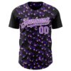 Custom Black Medium Purple-White 3D Pattern Design Galaxy Star Meteor Authentic Baseball Jersey