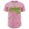 Custom Light Pink Neon Green-Black 3D Pattern Design Retro Pixel Arcade Game Authentic Baseball Jersey