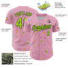 Custom Light Pink Neon Green-Black 3D Pattern Design Retro Pixel Arcade Game Authentic Baseball Jersey
