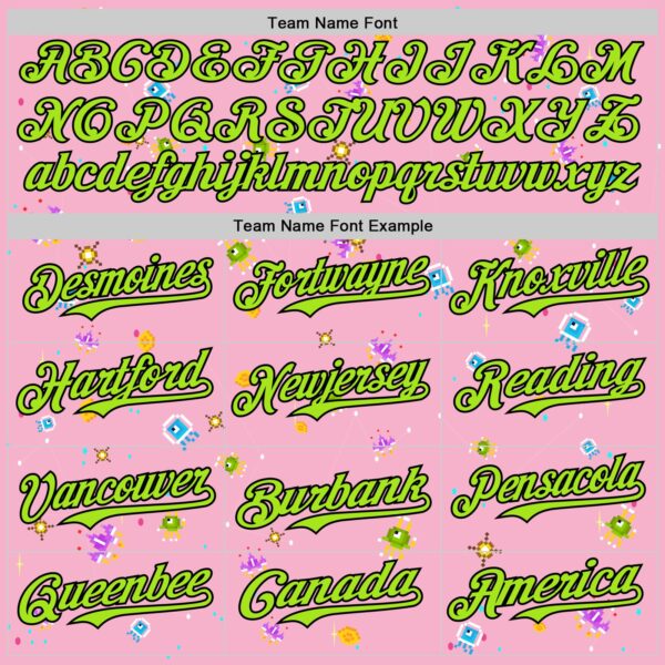 Custom Light Pink Neon Green-Black 3D Pattern Design Retro Pixel Arcade Game Authentic Baseball Jersey