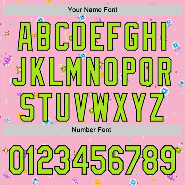 Custom Light Pink Neon Green-Black 3D Pattern Design Retro Pixel Arcade Game Authentic Baseball Jersey