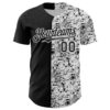 Custom White Black 3D Pattern Design Graffiti Splash Ink Authentic Baseball Jersey