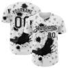 Custom White Black 3D Pattern Design Graffiti Splash Ink Authentic Baseball Jersey