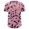 Custom Light Pink White-Red 3D Pattern Design Graffiti Ink Brush Stroke Authentic Baseball Jersey