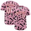 Custom Light Pink White-Red 3D Pattern Design Graffiti Ink Brush Stroke Authentic Baseball Jersey