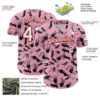 Custom Light Pink White-Red 3D Pattern Design Graffiti Ink Brush Stroke Authentic Baseball Jersey