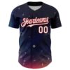 Custom Navy White-Red 3D Pattern Design Space Galaxy Star Authentic Baseball Jersey