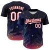 Custom Navy White-Red 3D Pattern Design Space Galaxy Star Authentic Baseball Jersey